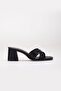 Large Size Women's Heeled Slippers Black Cross Strap Short Heels - 3