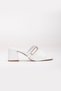 Large Size Women's Heeled Slippers White Patent Leather Face with Stone Buckle - 3