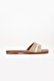 Women's Flat Heel Slippers Beige Straw Thick Single Band - 3