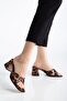 Large Size Women's Heeled Slippers Leopard Satin Cross Strap Short Heels - 2