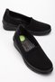 Genuine Leather Large Size Women's Orthopedic Casual Shoes Black Stretch Embroidery Detailed