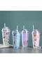 Rabbit Glass with Light and Straw, 450 Ml, Frosted and Lid, Pink, 20X8 - 3