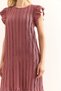 Women's Dusty Rose Sleeve Skirt Ruffled Textured Midi Dress Elb-19002364 - 5