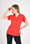 Unisex Red Hearts Patterned Doctor Nurse Hospital Scrubs Top Uniform - 4