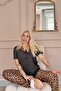 طقم بيجامة نسائي بزر أمامي حصري من Black Leopard Luxe - 3
