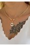 Gold Burgundy Heart Figured Women's Steel Chain Necklace - 2