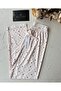 Intive Pink/Salmon Small Heart Patterned Light Beige Elastic Waist Milan Pajama Bottoms