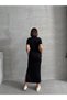 Women's Black Waist Tie Detailed Modal Dress - 7