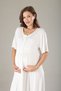 Turquoise Floral Lace Special Design Full Length 100% Cotton Summer Maternity Maternity Dressing Gown Nightgown Set - 8