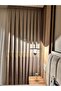 Luxury Striped Sapphire Pattern Cream Gold Coffee Panel Background Curtain with Tight Pleats - 3