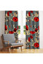 Red Poppy Patterned Background Curtain – Elegant & Stunning Design 140X260 cm Single Wing - 2
