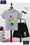 Children's “ Animal Ust Uste “ Custom Printed Crew Neck T-Shirt - Shorts Set