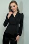Women's Collar Bead Embroidered Shawl Collar Back Zipper Shoulder Smocked Jacket