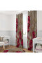 Red & Beige Floral Patterned Background Curtain – Elegant & Stylish Atmosphere 140X260 cm Single Wing - 3