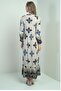 Women's Collar Lace-Up Ethnic Patterned Long Hijab Dress - 4