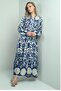 Women's Judge Collar Buttoned Front Elbow Elastic Shawl Patterned Long Hijab Dress