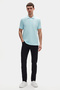 Regular Fit Light Turquoise Pique Textured 100% Cotton Non-Curling Polo Collar Embroidered T-Shirt - 4