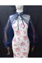 Amy Evening Dress Tulle Shawl Neck Collar Navy Blue - 7