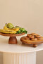Justwood 2 Li Risus&lucca Top Footed 25 Cm and 25 Wooden Round Cake Presentation Serving Plate Set - 3