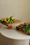 2-piece Tityos Cube Footed 30x30 Cm and Pyramid 29x29 Cm Wooden Square Cake Presentation Serving Plate Set - 2
