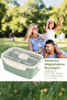 2 Layer Locked Lid Food Container - Compartmented Lunch Box Diet Nutrition Box Sauce Bowl Fork Spoon Green - 6
