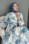 فستان حجاب منقوش نيلي 511 - 2