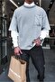 Men's Washed Oversize T-Shirt with Stitching Detail in Gray - 5