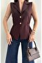 Knitwear Vest Gold Buttoned Brown - 5