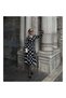 Long Sleeve V-Neck Elastic Waist Polka Dot Long Crepe Dress-Black - S-M - 2