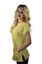 Unisex Women Men Yellow Daisy Patterned Lycra Doctor Nurse Hospital Single Top Uniform - 5
