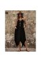 V-Neck Pocket Detailed Asymmetrical Cut Detailed Viscose Dress-Black - S-M - 3