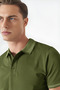 Cotton Regular Collar Detailed Fit Buttoned Polo Collar Khaki t Shirt Men - 2
