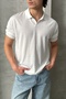 Men's Oversize Cotton Polo Neck Knitwear T-Shirt