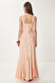 Striped Flounces Summer Long Dress Peach Bone Ljh0002 - 5