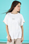Beige Written Oversize T-Shirt with Parachute Pants Suit for Girls 20297 - 6