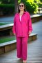 Front Buttoned Tunic Shirt Waist Elasticized Pocketed Pants Large Size Wrap Around Double Set - 2