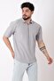 Striped Collar Half Zipper Oversize T-Shirt Stu-2473_30464