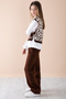 Brown Sweater Shirt Girl's Knitwear Pants 3 Piece Set 20343 - 3