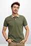 Fs Men's Khaki Slim Fit 100% Cotton Non-Curling Polo Collar T-Shirt