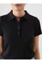 Lcwaikiki Classic Black Polo Neck Textured Women's T-Shirt - 3