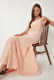 Striped Flounces Summer Long Dress Peach Bone Ljh0002 - 3