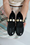 Women's Black Coin Buckle Patent Leather Ballerinas Byndpt01 - 5
