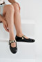 Women's Black Coin Buckle Patent Leather Ballerinas Byndpt01 - 4