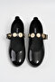 Women's Black Coin Buckle Patent Leather Ballerinas Byndpt01 - 7