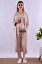 Effortt Brown Cotton Maternity Pajama Set with Dressing Gown - 2