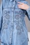 Women's Embroidered Stone-Detail Denim Shirt and Denim Pants Top and Bottom Set - 5