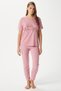 Women's Pretty Woman Viscose Crew Neck Short Sleeve Pink Bottom Top Pajamas Set - 2