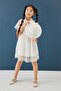Hat and Stewardess Collar Detailed Girls' Dress White