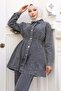 Shirred Waist Denim Suit Gray 4079 - 2