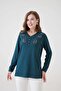 Lifera Clover Embroidered V-Neck Mother Blouse, Large Size - 2